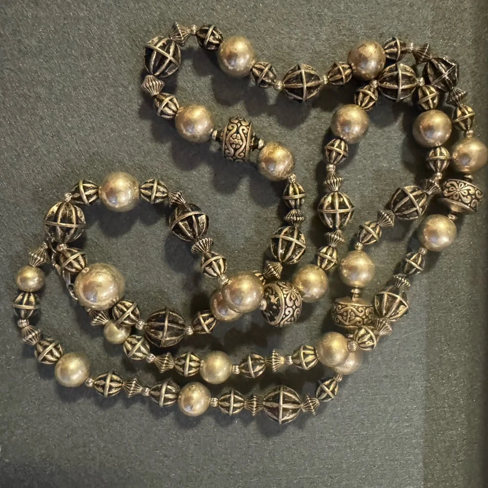 Bohemian Style Silver Tone Beaded Necklace